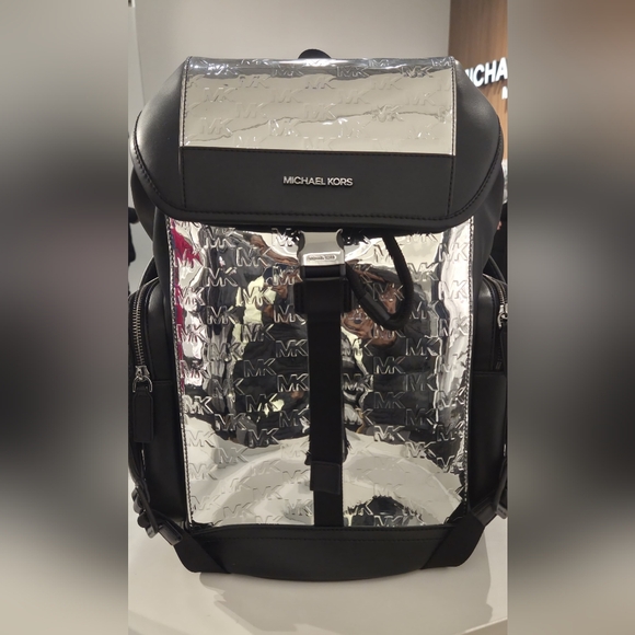 Michael Kors Other - Michael Kors Cooper Medium Metallic Logo Debossed backpack Silver $528